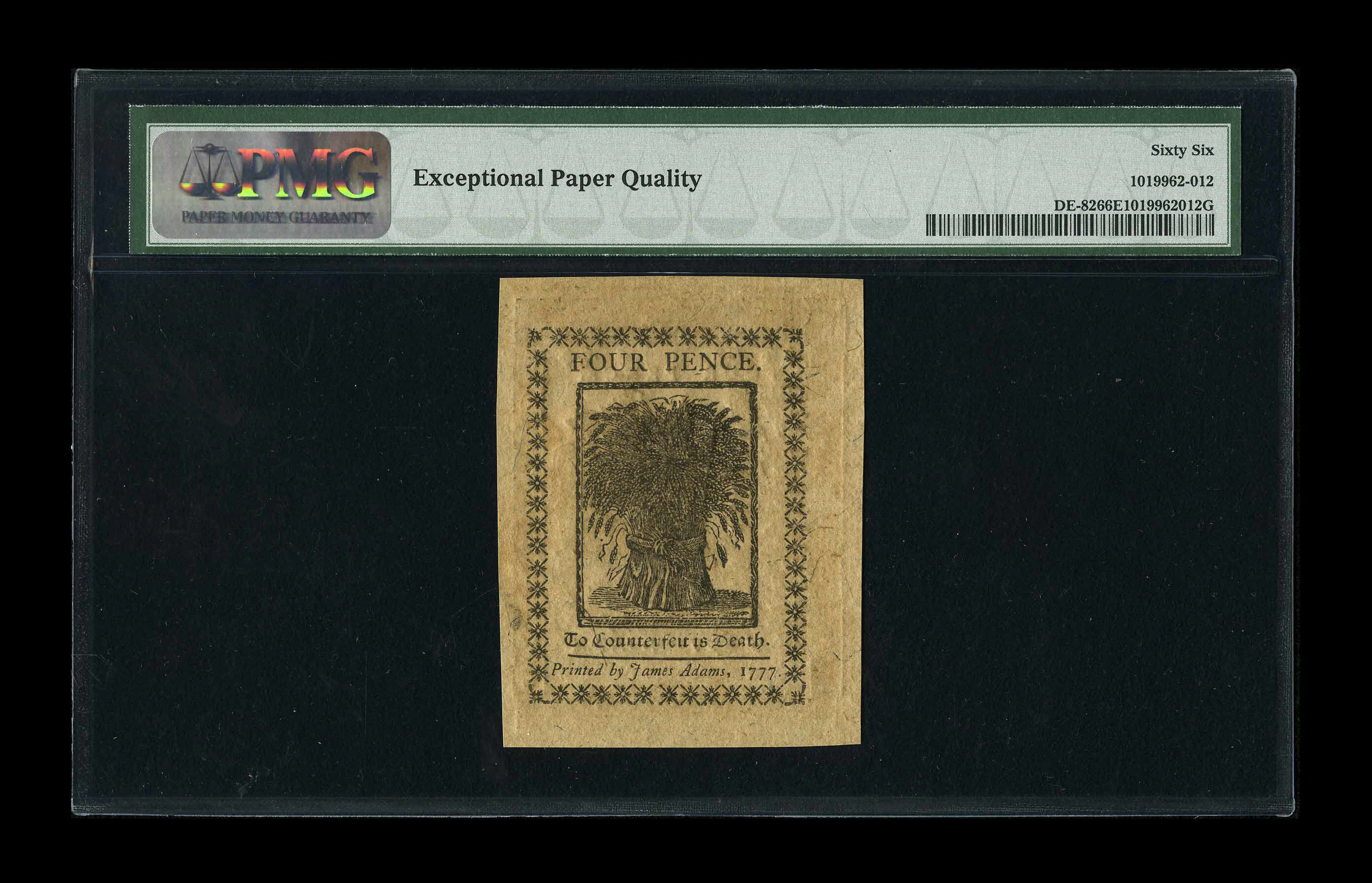 image for: Delaware May 1, 1777 4d PMG Gem Uncirculated 66 EPQ....