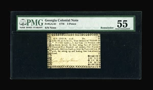 image for: Georgia 1776 3d PMG About Uncirculated 55....
