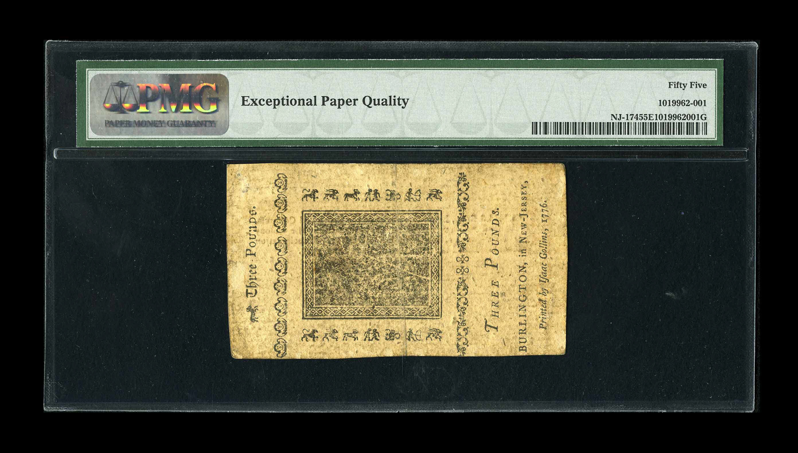 image for: New Jersey February 20, 1776 £3 PMG About Uncirculated 55 EPQ.