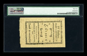 image for: South Carolina December 23, 1776 $4 PMG Choice Uncirculated 64....