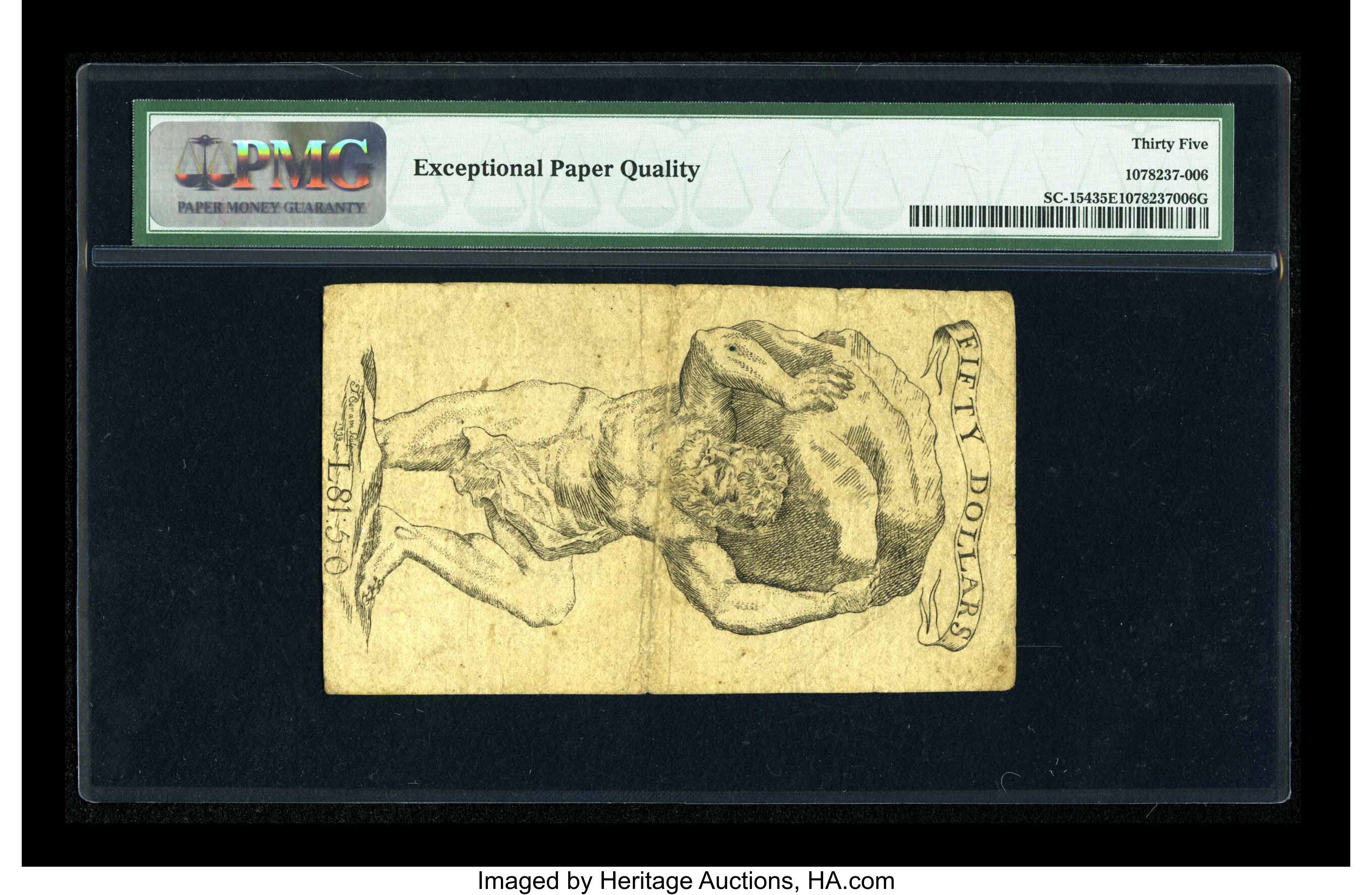 image for: South Carolina February 8, 1779 $50 PMG Choice Very Fine 35 EPQ....