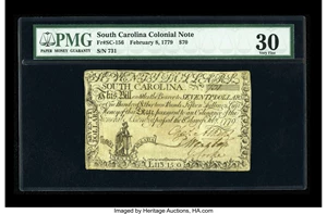image for: South Carolina February 8, 1779 $70 PMG Very Fine 30.