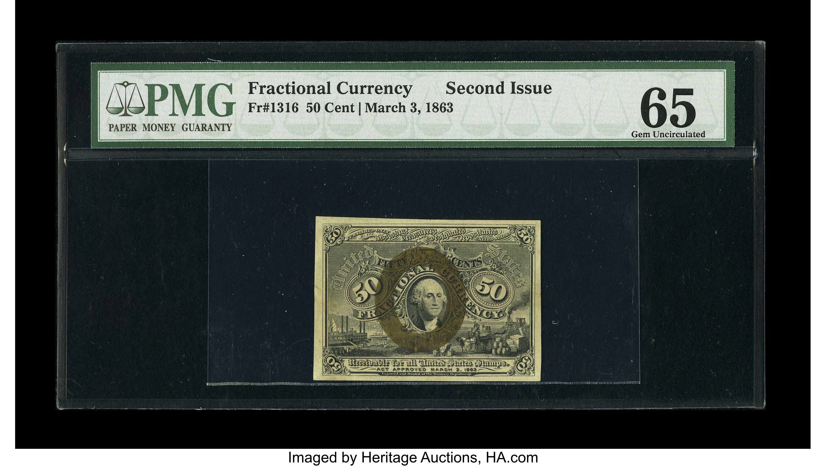 image for: Fr. 1316 50¢ Second Issue PMG Gem Uncirculated 65....