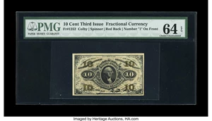 image for: Fr. 1252 10¢ Third Issue PMG Choice Uncirculated 64 EPQ....
