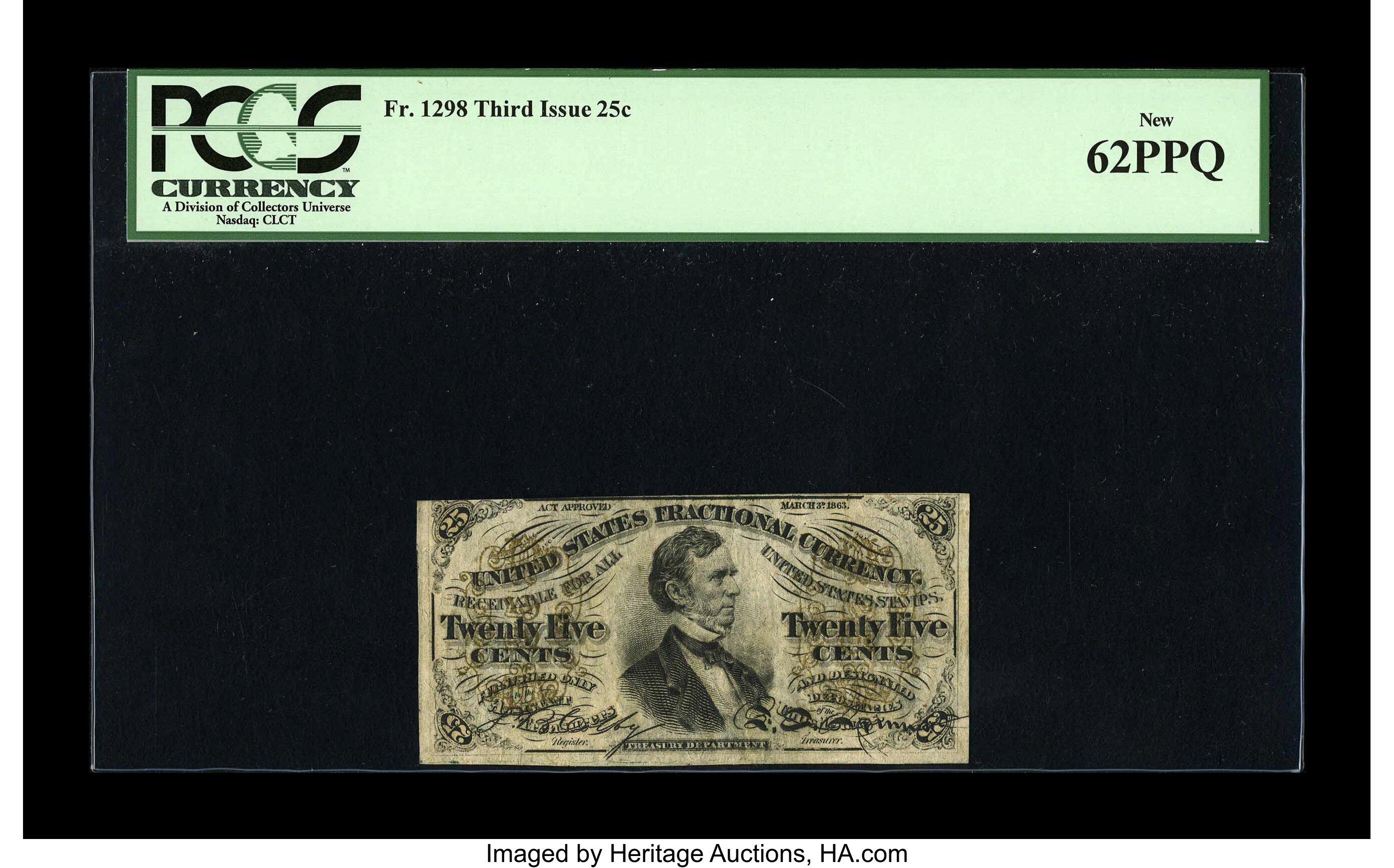 image for: Fr. 1298 25c Third Issue PCGS New 62PPQ....