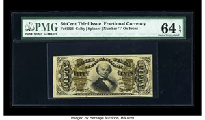 image for: Fr. 1326 50c Third Issue Spinner PMG Choice Uncirculated 64 EPQ....
