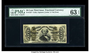 image for: Fr. 1327 50c Third Issue Spinner PMG Choice Uncirculated 63 EPQ.