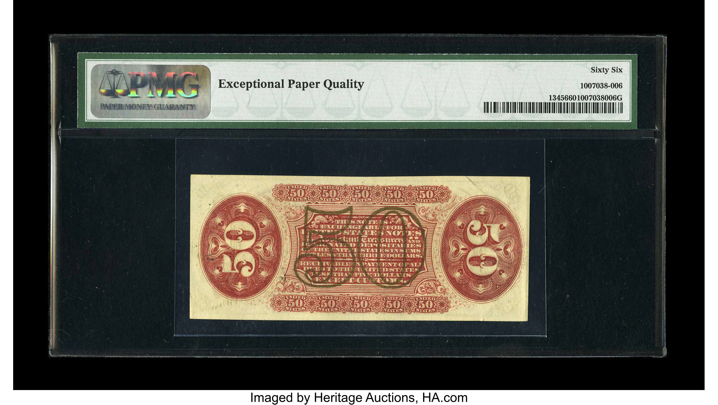 image for: Fr. 1345 50¢ Third Issue Justice PMG Gem Uncirculated 66 EPQ....