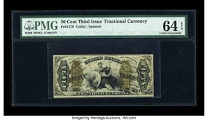 image for: Fr. 1370 50c Third Issue Justice PMG Choice Uncirculated 64 EPQ....