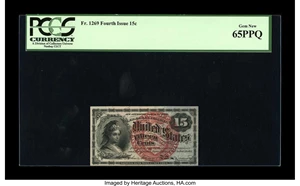 image for: Fr. 1269 15c Fourth Issue PCGS Gem New 65PPQ.