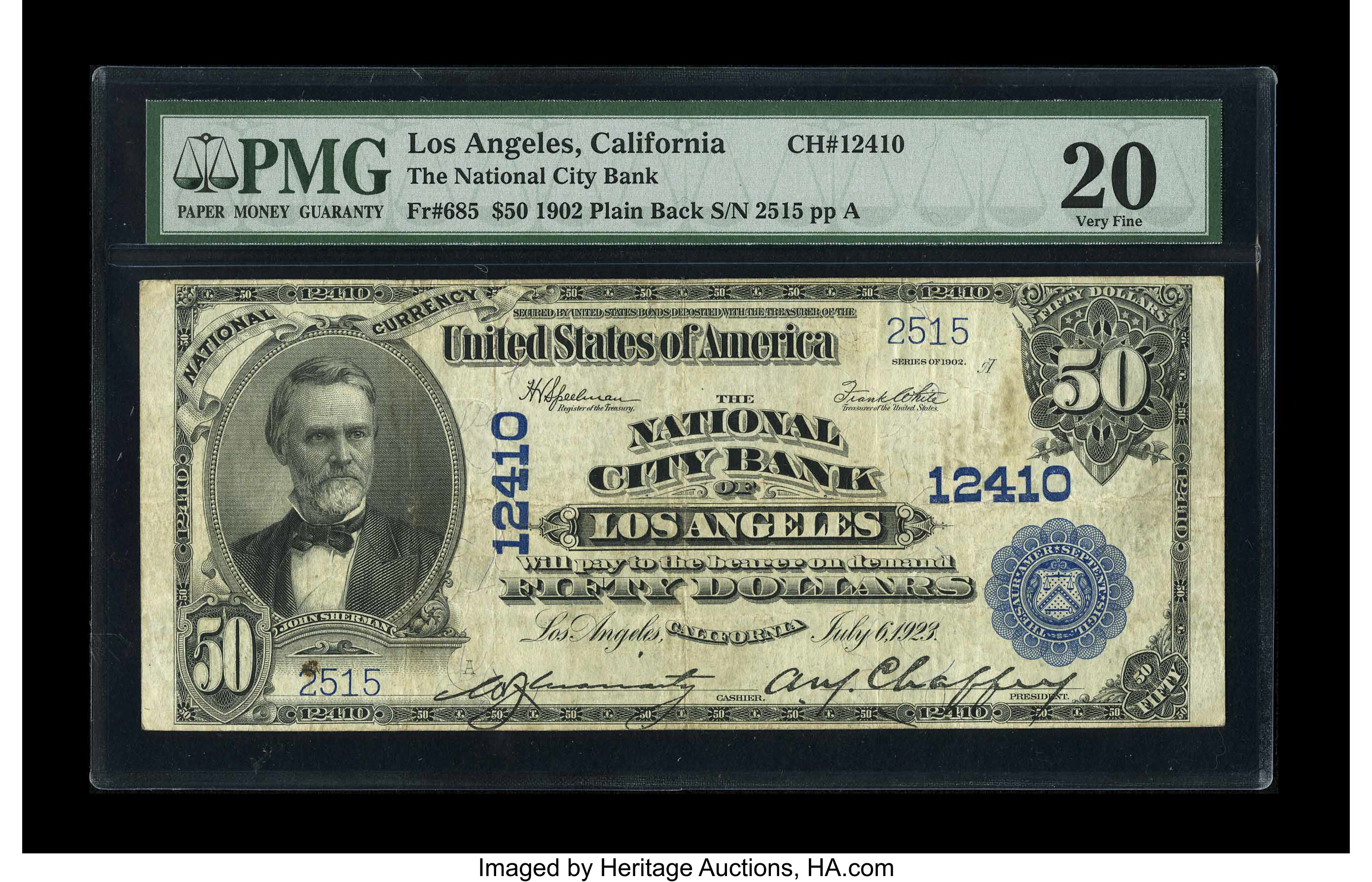 image for: Los Angeles, CA - $50 1902 Plain Back Fr. 685 The National City Bank Ch. # 12410...