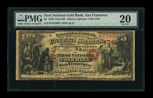 image for: San Francisco, CA - $5 1870 Fr. 1136 The First National Gold Bank Ch. # 1741...