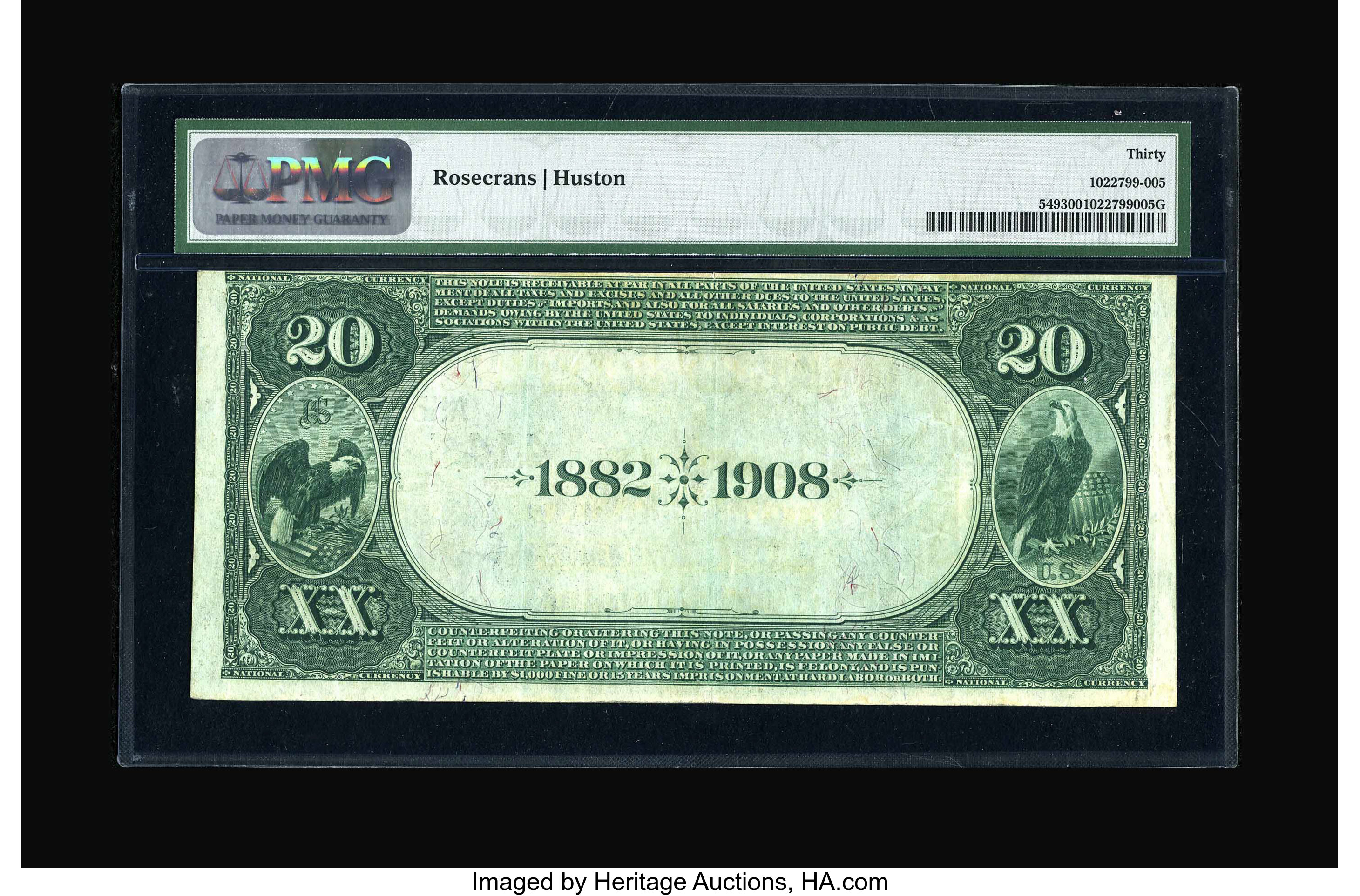 image for: Louisville, KY - $20 1882 Date Back Fr. 549 The Union NB Ch. # (S)4145...