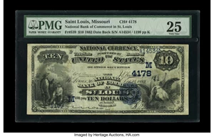 image for: Saint Louis, MO - $10 1882 Date Back Fr. 539 The NB of Commerce Ch. # (M)4178...