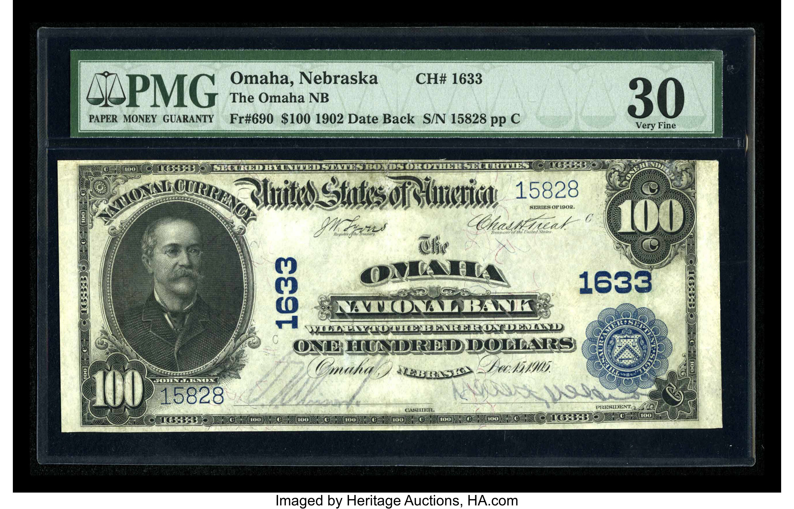 image for: Omaha, NE - $100 1902 Date Back Fr. 690 The Omaha NB Ch. # 1633...