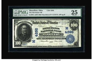 image for: Massillon, OH - $100 1902 Date Back Fr. 692 The Merchants NB Ch. # (M)4286...