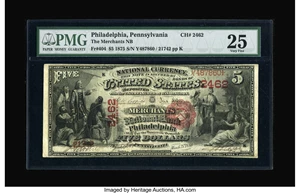 image for: Philadelphia, PA - $5 1875 Fr. 404 The Merchants NB Ch. # 2462...