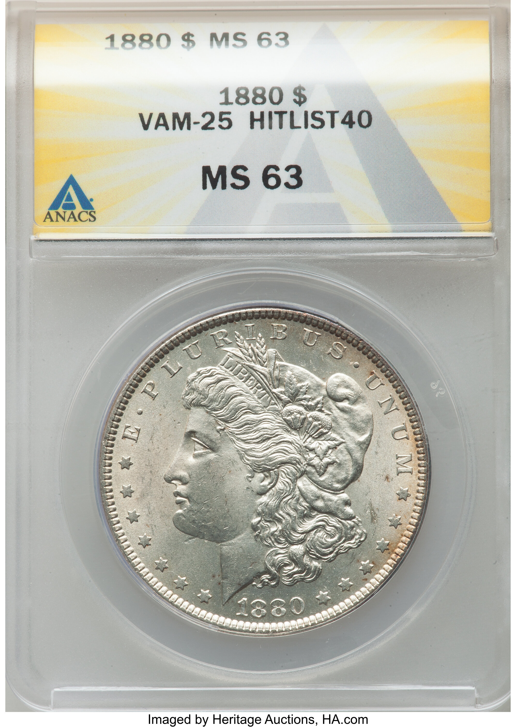 image for: 1880/9 $1 Overdate, VAM-25, MS63 ANACS. A Hit List 40 Variety....