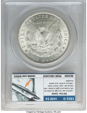 image for: 1902-O $1 Doubled Ear, VAM-54, MS62 PCGS. PCGS Population: (5/10). NGC Census: (0/0). MS62. ...