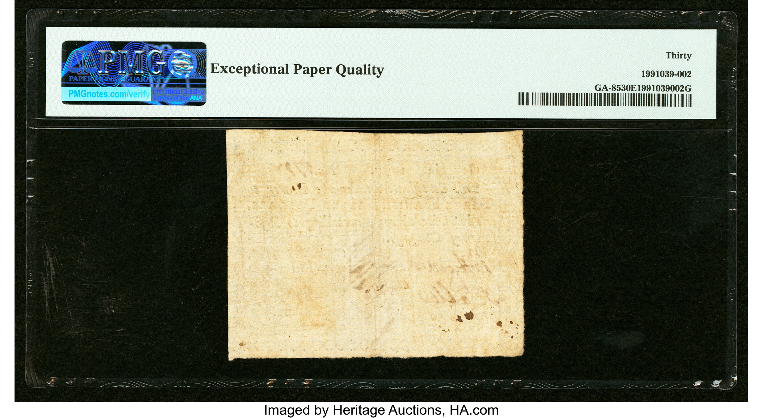 image for: Georgia 1777 No Resolution Date $3 Fr. GA-85 PMG Very Fine 30 EPQ....