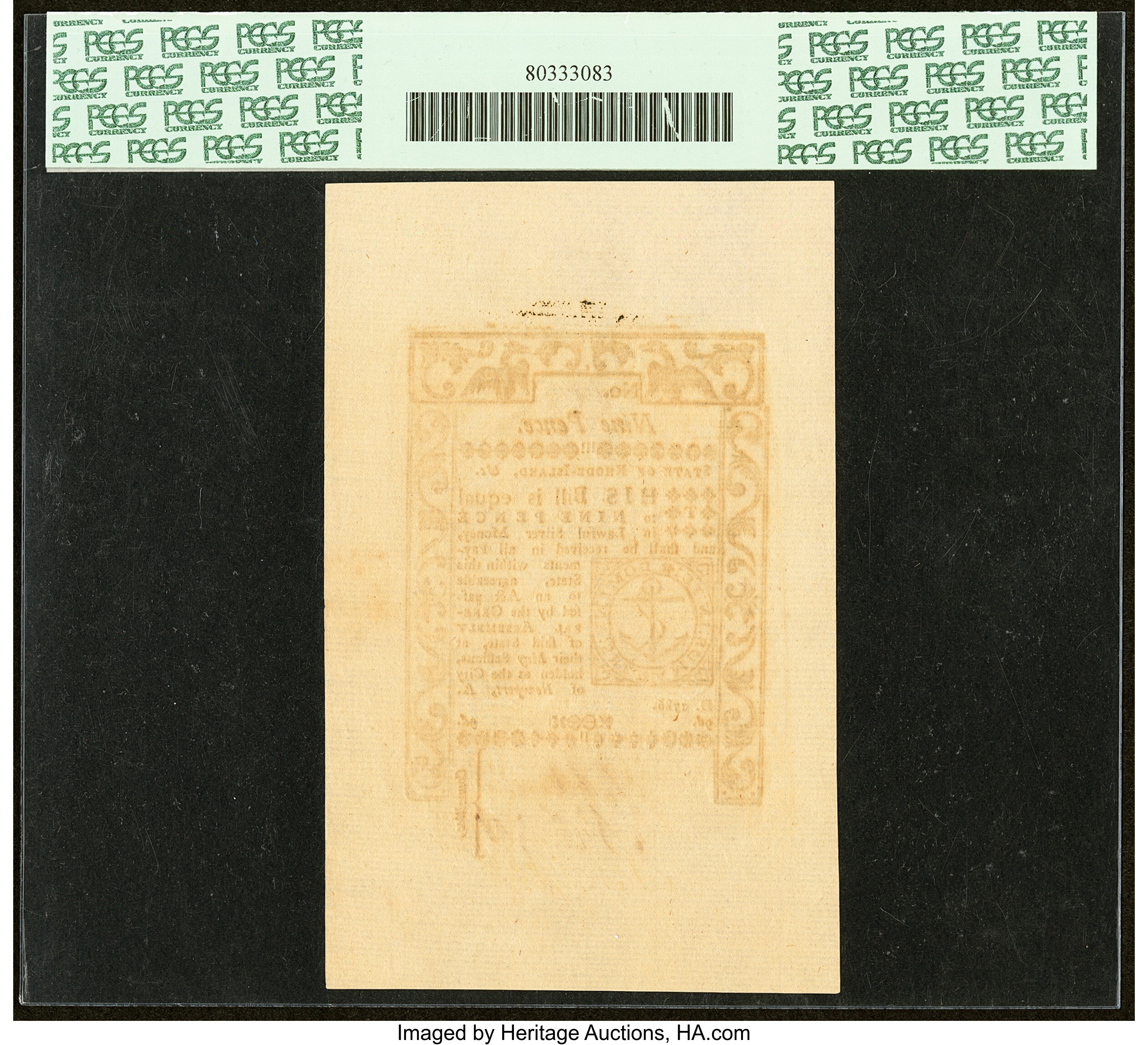 image for: Rhode Island May 1786 9 Pence Fr. RI-291 PCGS Superb Gem New 67PPQ....