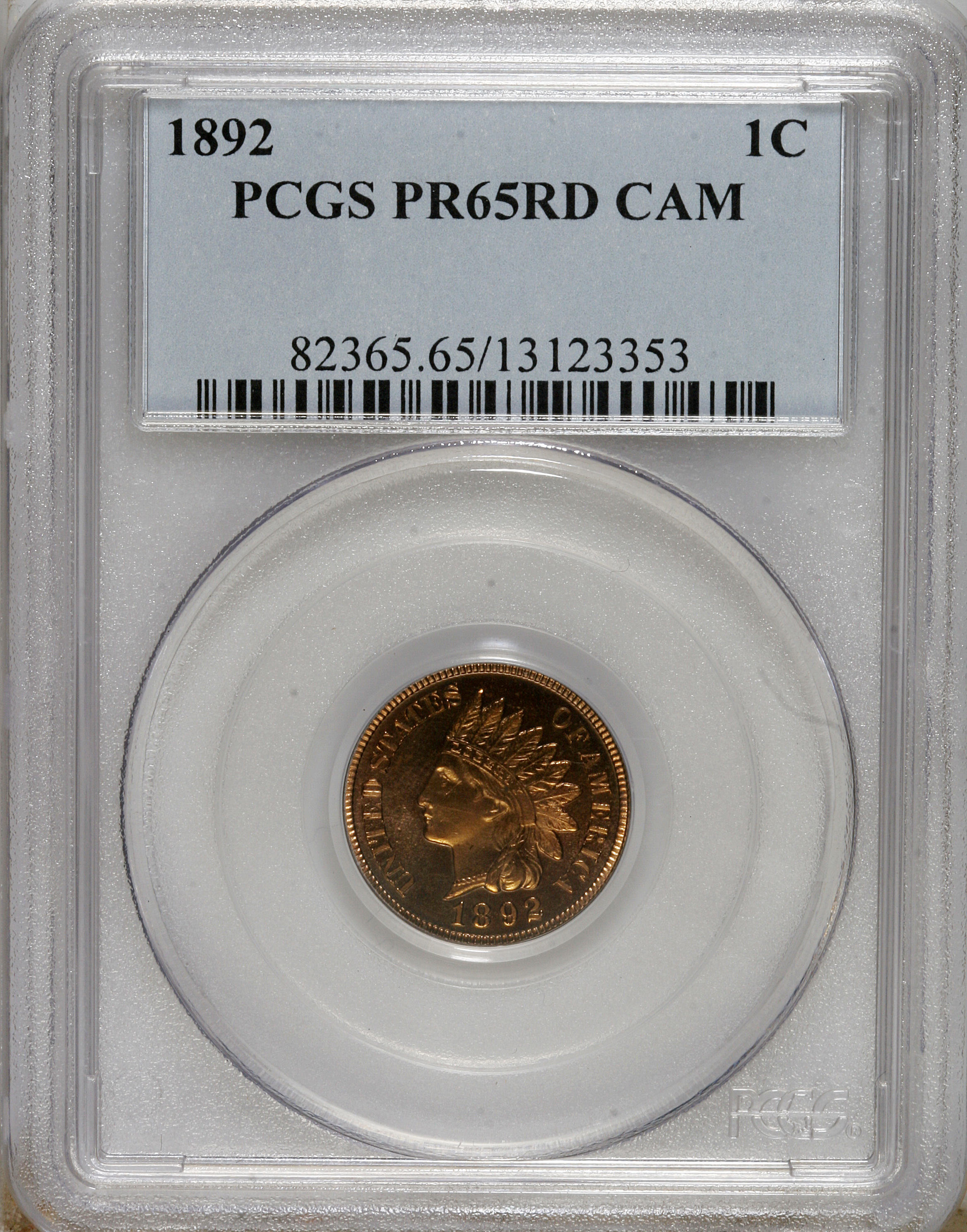 image for: 1892 1C PR65 Cameo PCGS. PCGS Population (4/5). NGC Census: (0/0).   (#82365)...