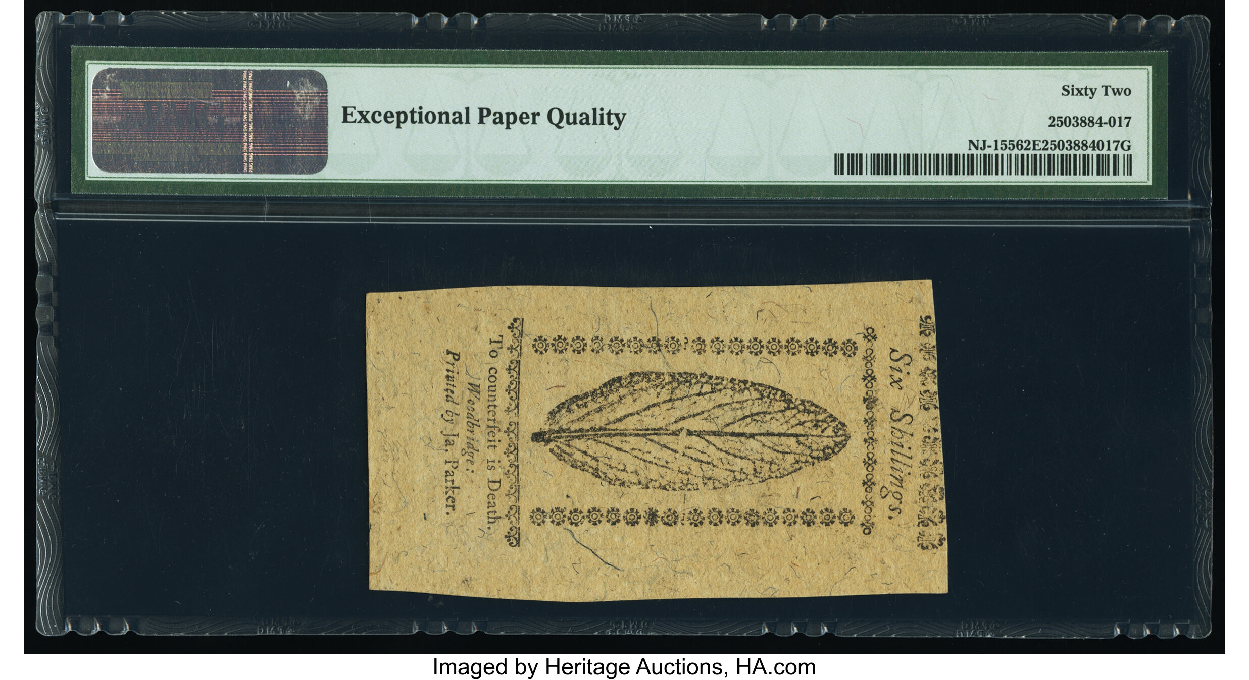 image for: New Jersey December 31, 1763 6s PMG Uncirculated 62 EPQ....