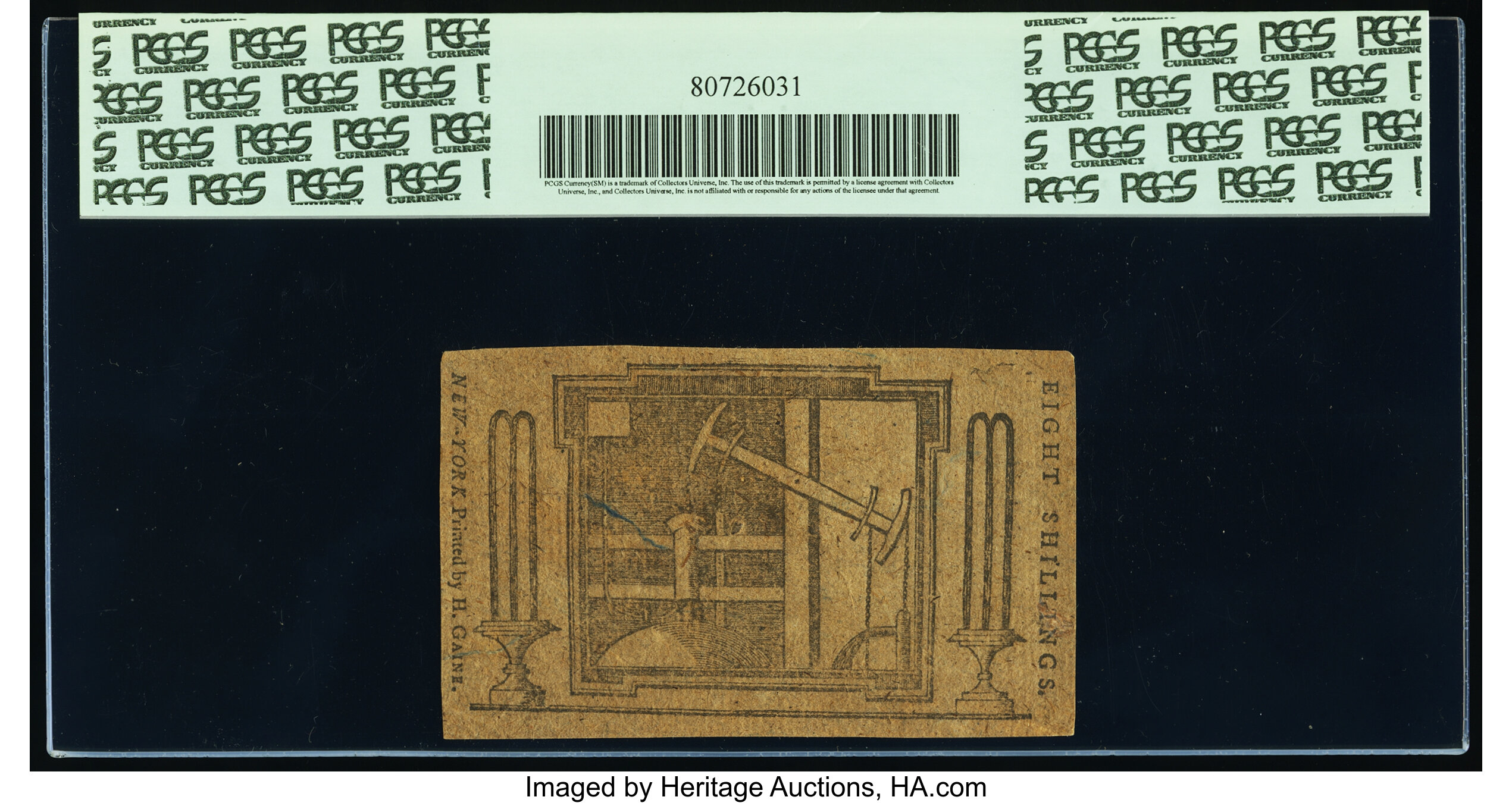 image for: New York March 5, 1776 (Water Works) 8s PCGS New 61....