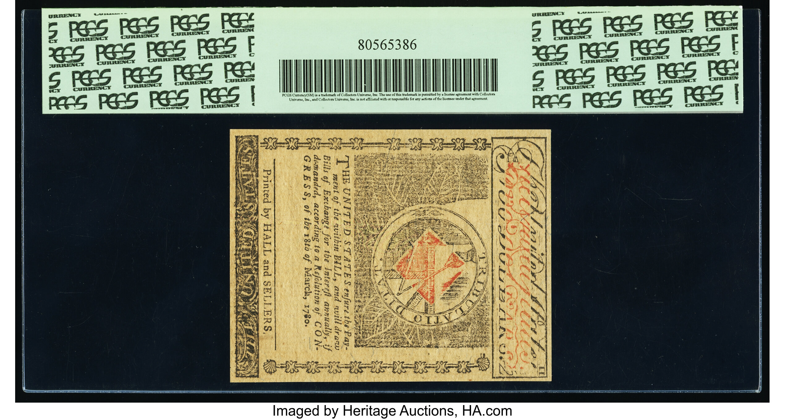 image for: Rhode Island July 2, 1780 $2 PCGS Gem New 66PPQ....