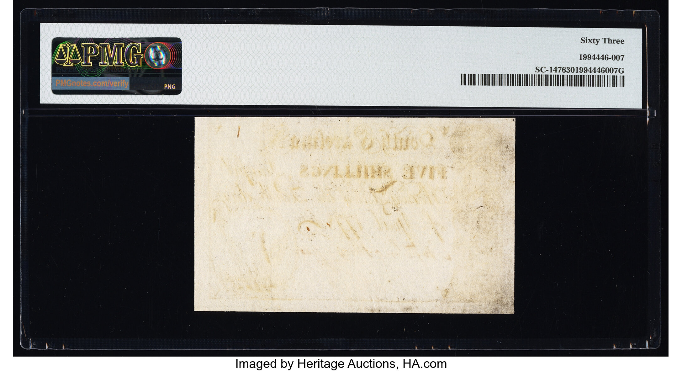 image for: South Carolina April 10, 1778 5s Remainder PMG Choice Uncirculated 63....