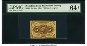 image for: Fr. 1231 5¢ First Issue PMG Choice Uncirculated 64 EPQ....