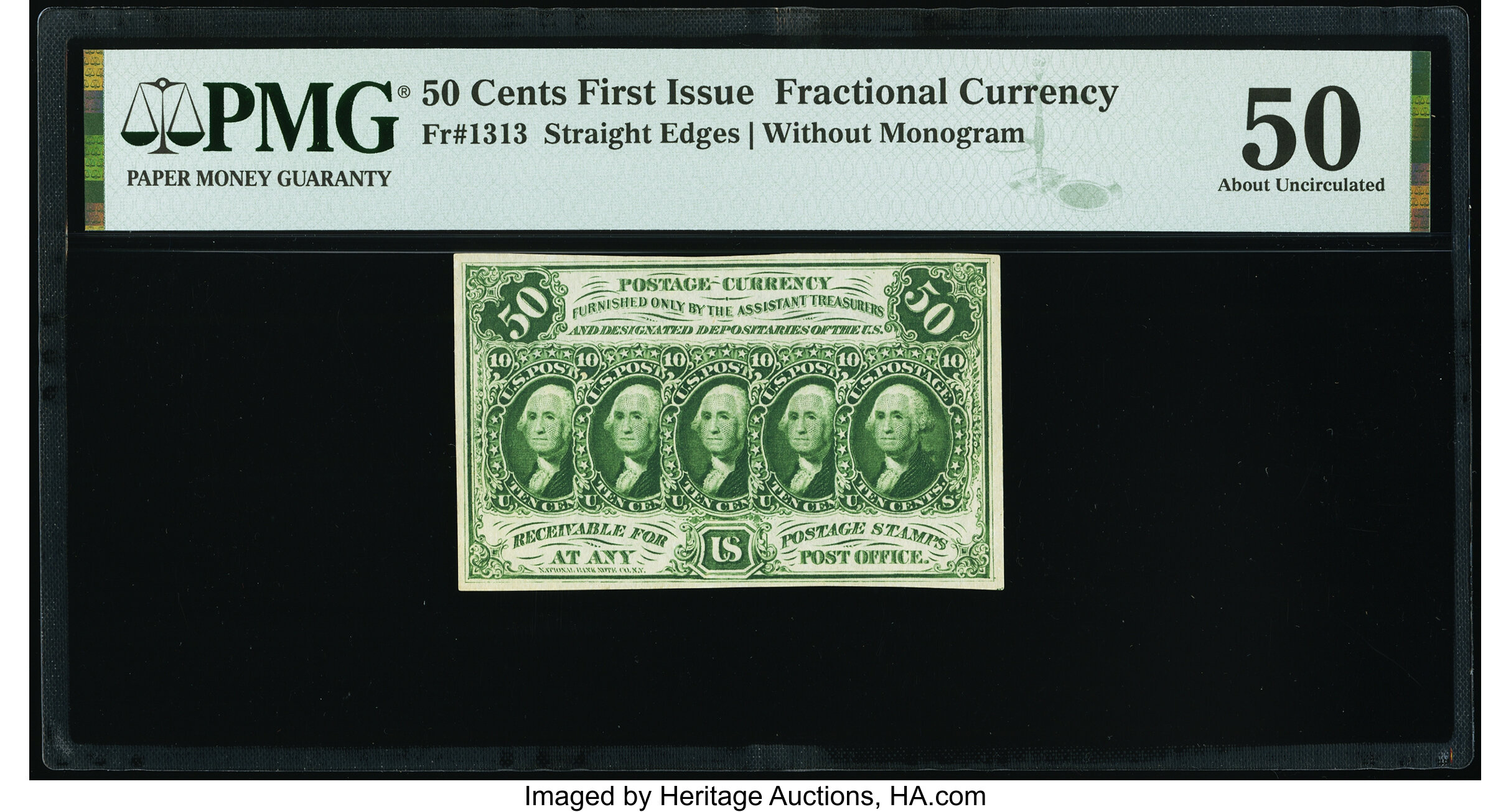 image for: Fr. 1313 50¢ First Issue PMG About Uncirculated 50....