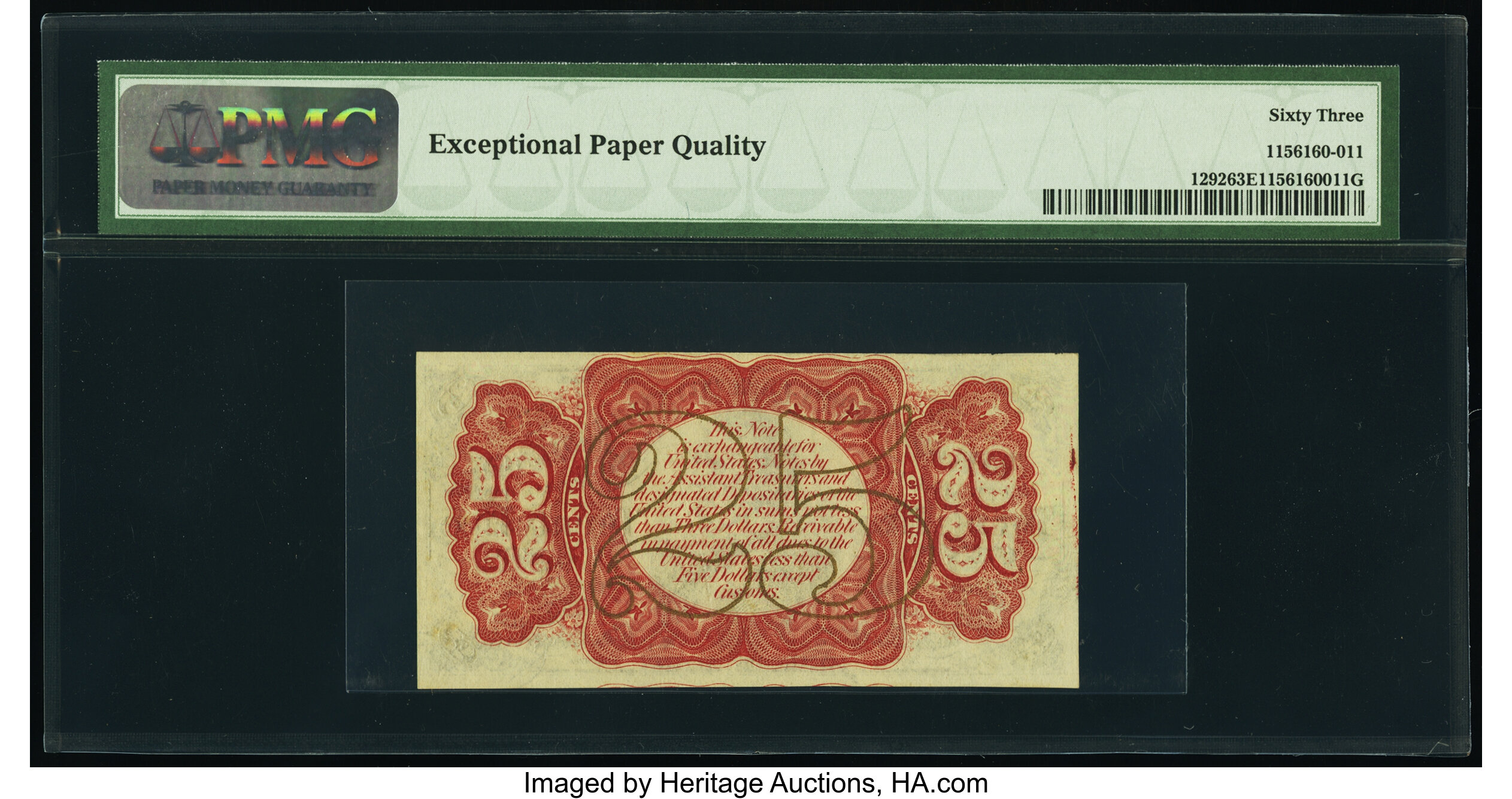 image for: Fr. 1292 25¢ Third Issue PMG Choice Uncirculated 63 EPQ....