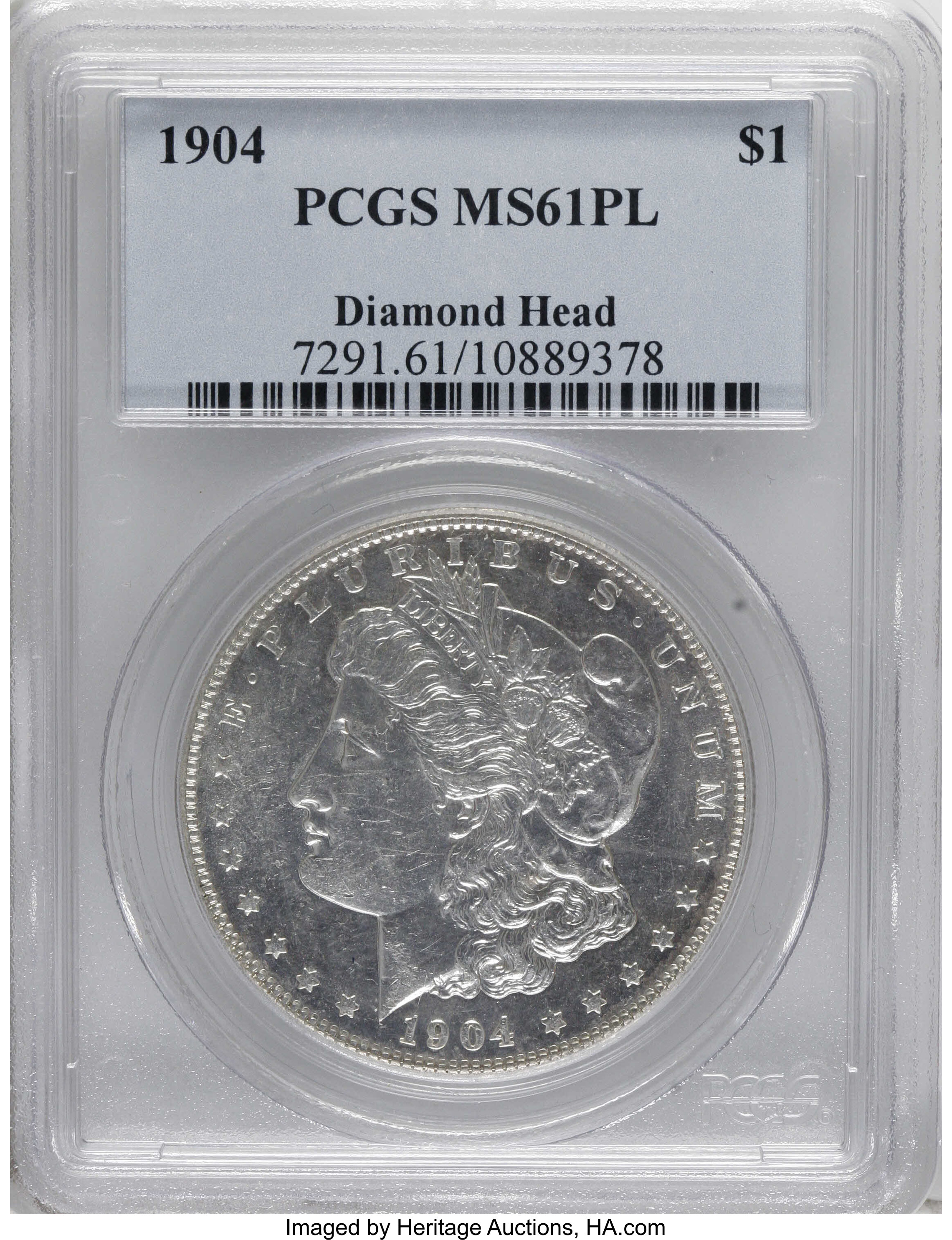 image for: 1904 $1 MS61 Prooflike PCGS. PCGS Population (2/24). NGC Census: (1/21).  Numismedia Wsl. Price for NGC/PCGS coin in MS61: ...
