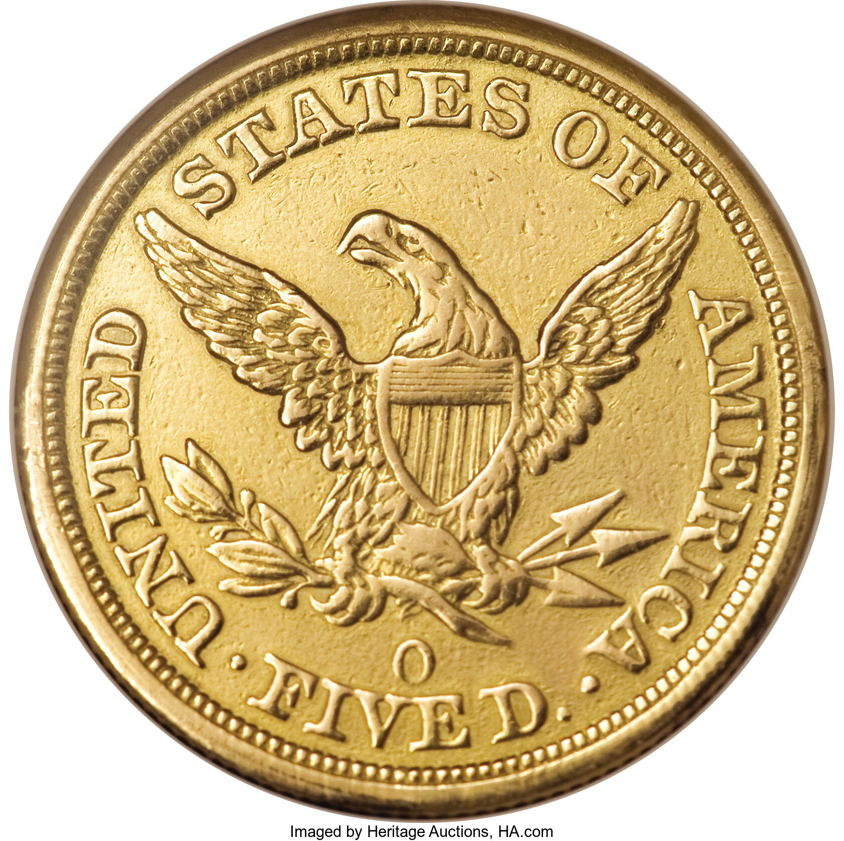 image for: 1847-O $5 --Damaged, Polished--ANACS. XF45 Details....