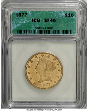 image for: 1877 $10 XF45 ICG....