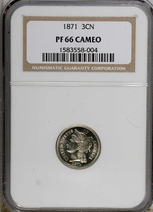 image for: 1871 3CN PR66 Cameo NGC....