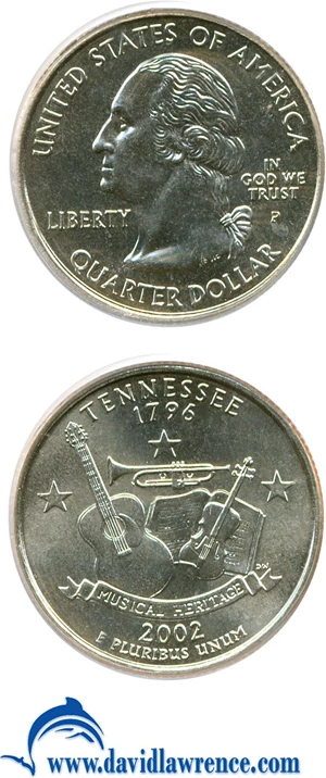 image for: 2002-P 25c Tennessee PCGS MS67