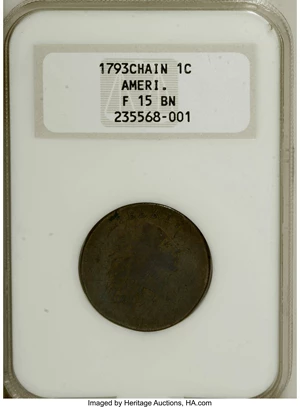 image for: 1793 Chain 1C AMERI. Fine 15 NGC....
