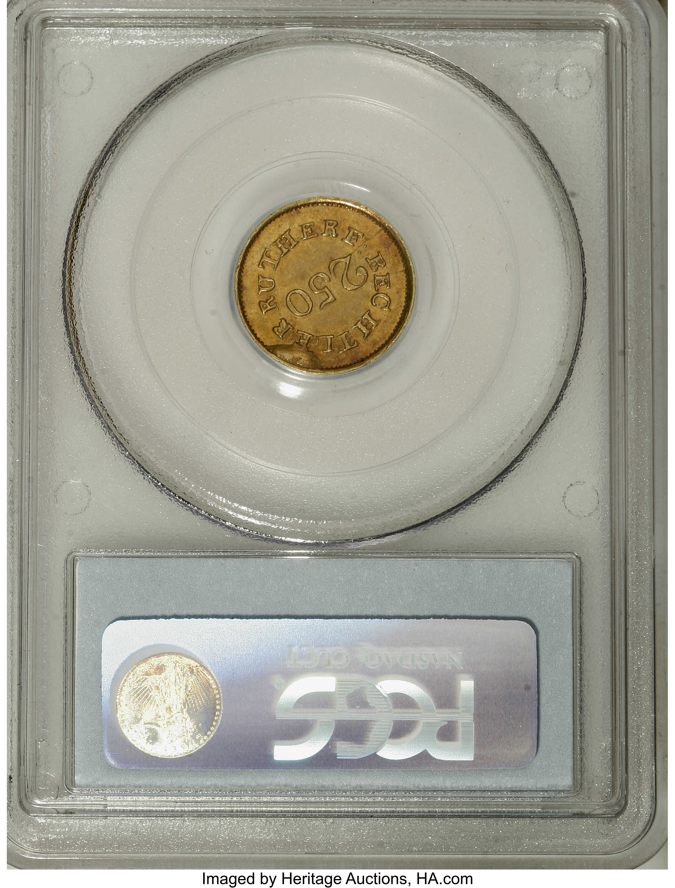 image for: (1837-42) $2 1/2 C. Bechtler Quarter Eagle, 67G. 21C. MS62 PCGS....