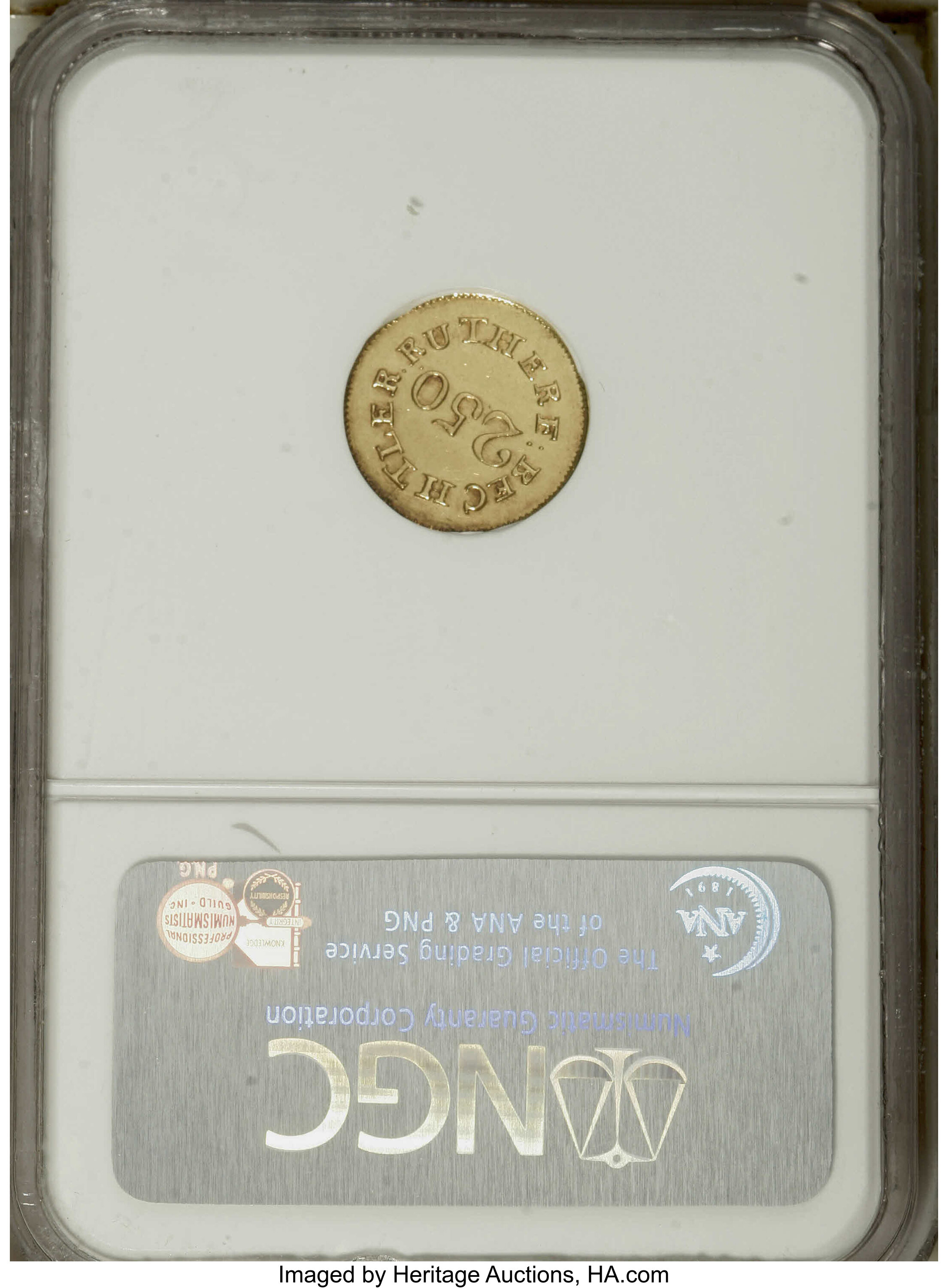 image for: (1837-42) $2 1/2 C. Bechtler Quarter Eagle, 70G. 20C. MS62 NGC....