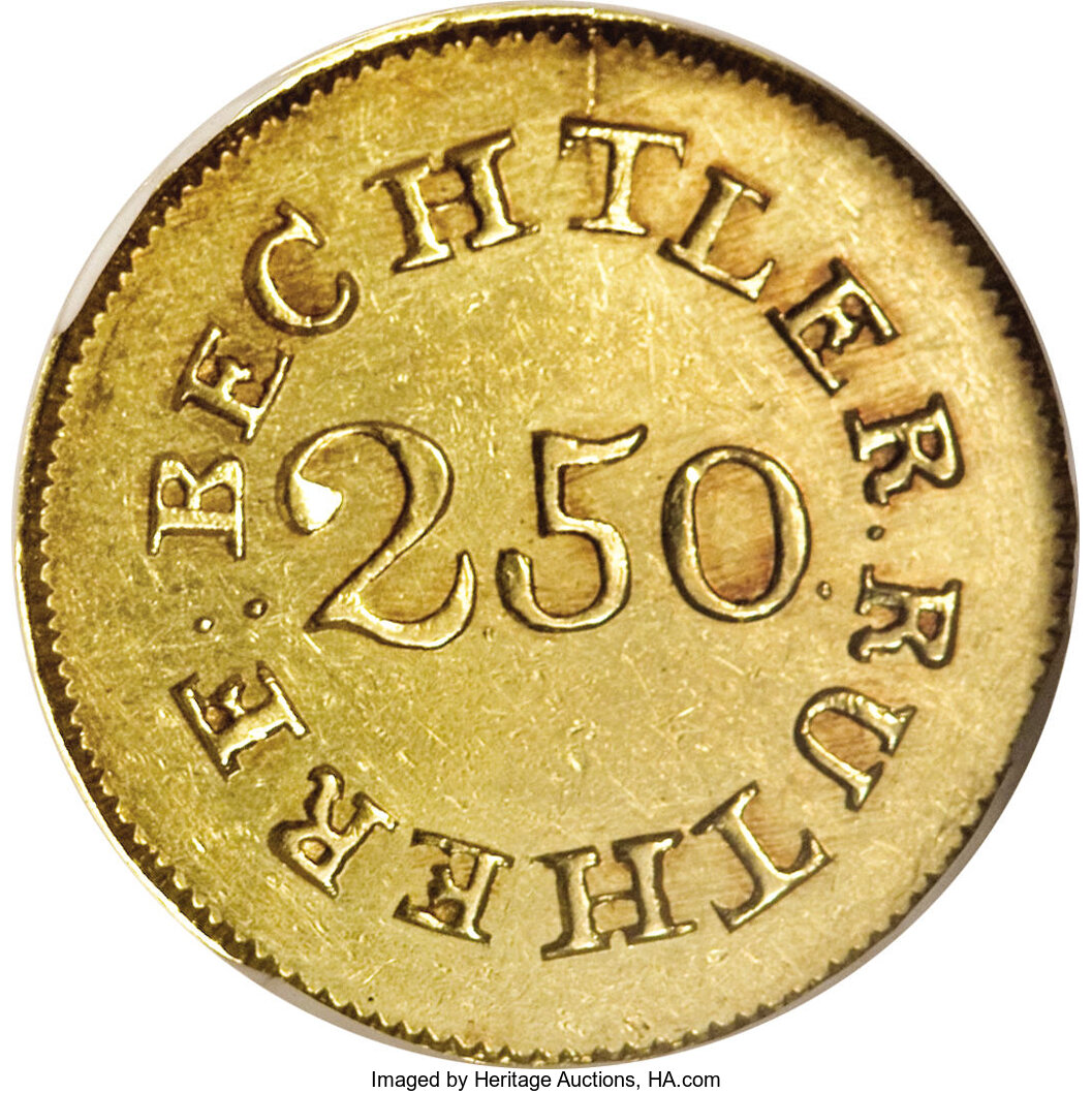 image for: (1837-42) $2 1/2 C. Bechtler Quarter Eagle, 70G. 20C. MS62 NGC....