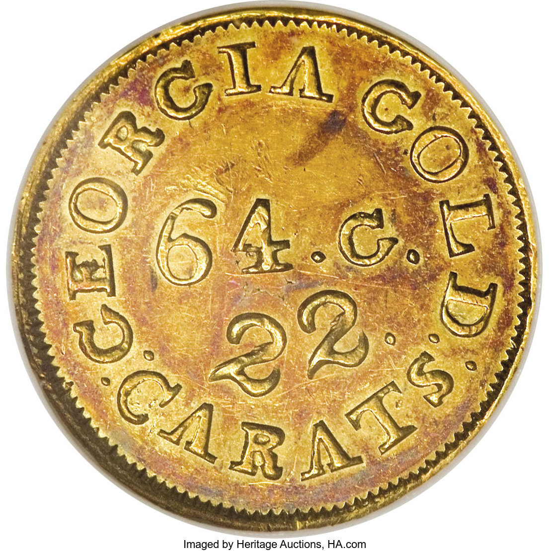 image for: (1837-42) $2 1/2 C. Bechtler Quarter Eagle, 64G. 22C. MS62 NGC....