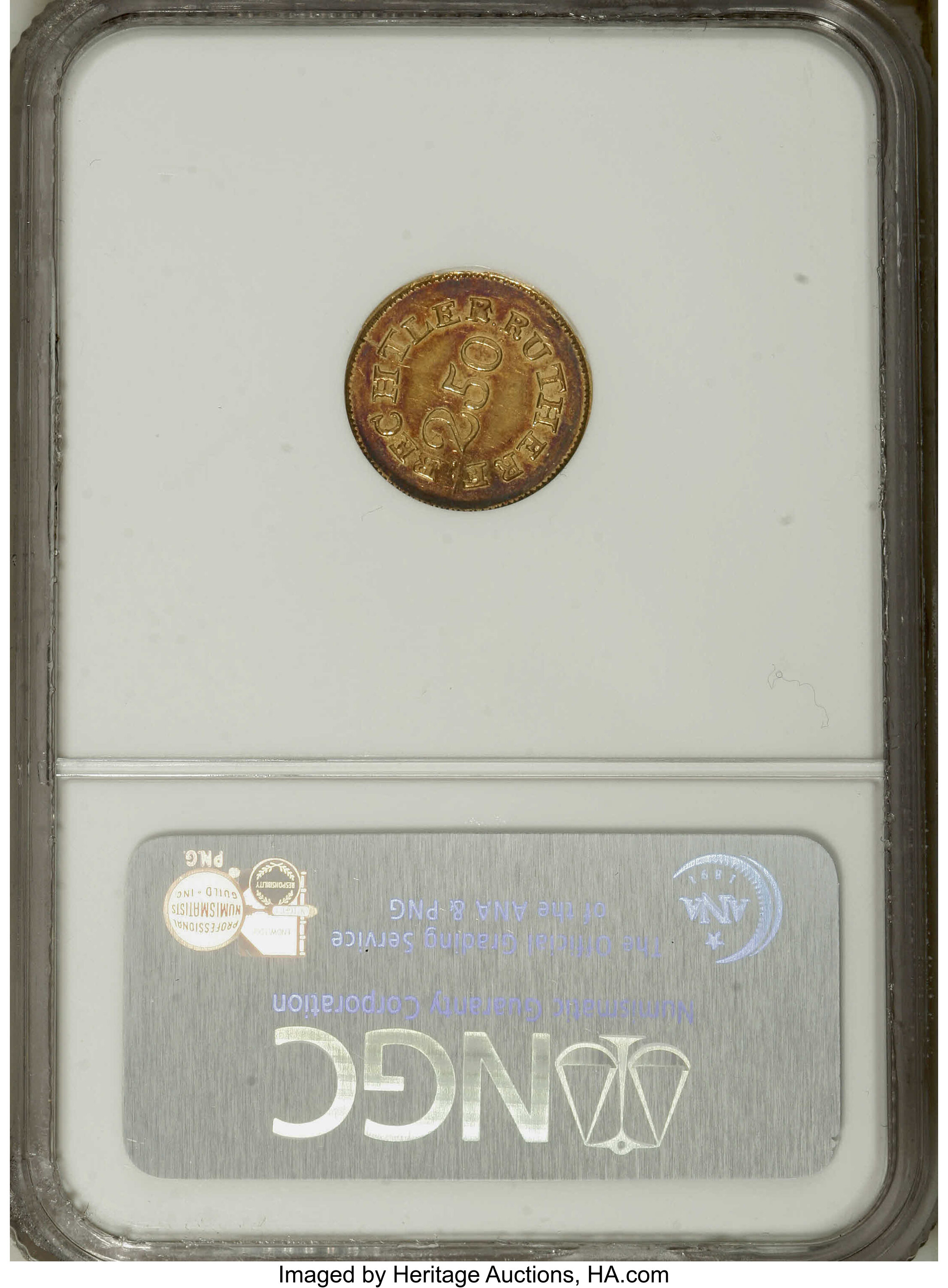 image for: (1837-42) $2 1/2 C. Bechtler Quarter Eagle, 64G. 22C. MS62 NGC....