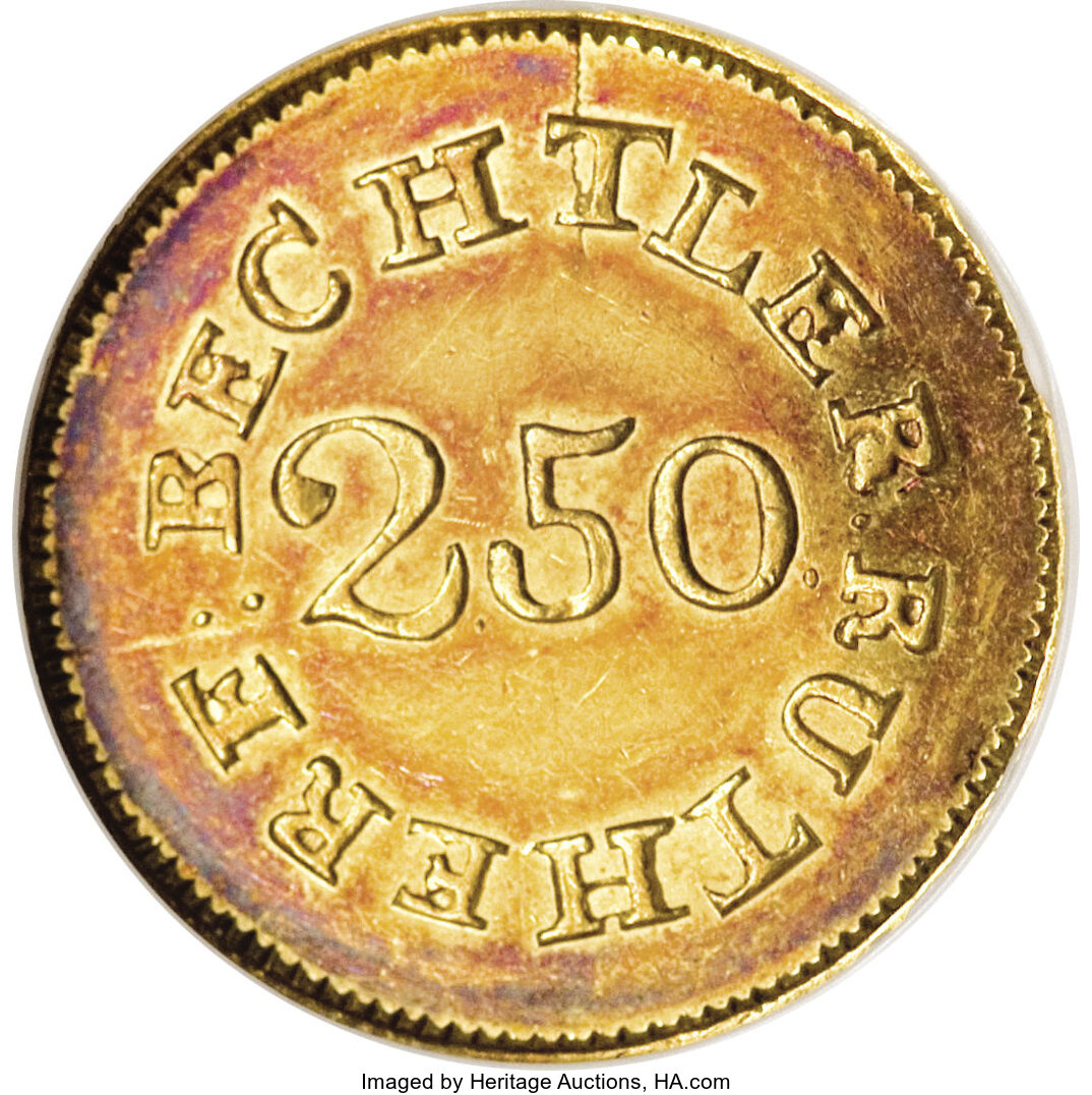 image for: (1837-42) $2 1/2 C. Bechtler Quarter Eagle, 64G. 22C. MS62 NGC....