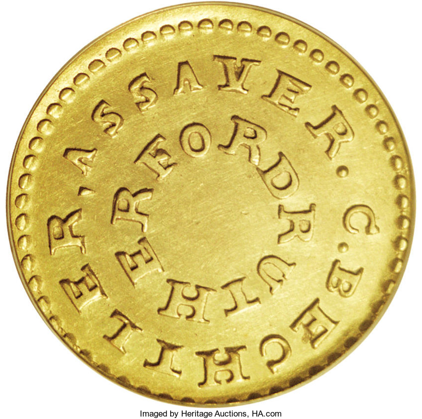 image for: (1831-34) $2 1/2 C. Bechtler Quarter Eagle, Circle Center AU50 PCGS....