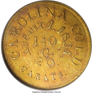 image for: (1834-37) $5 C. Bechtler Five Dollar, 20 Distant MS61 NGC....