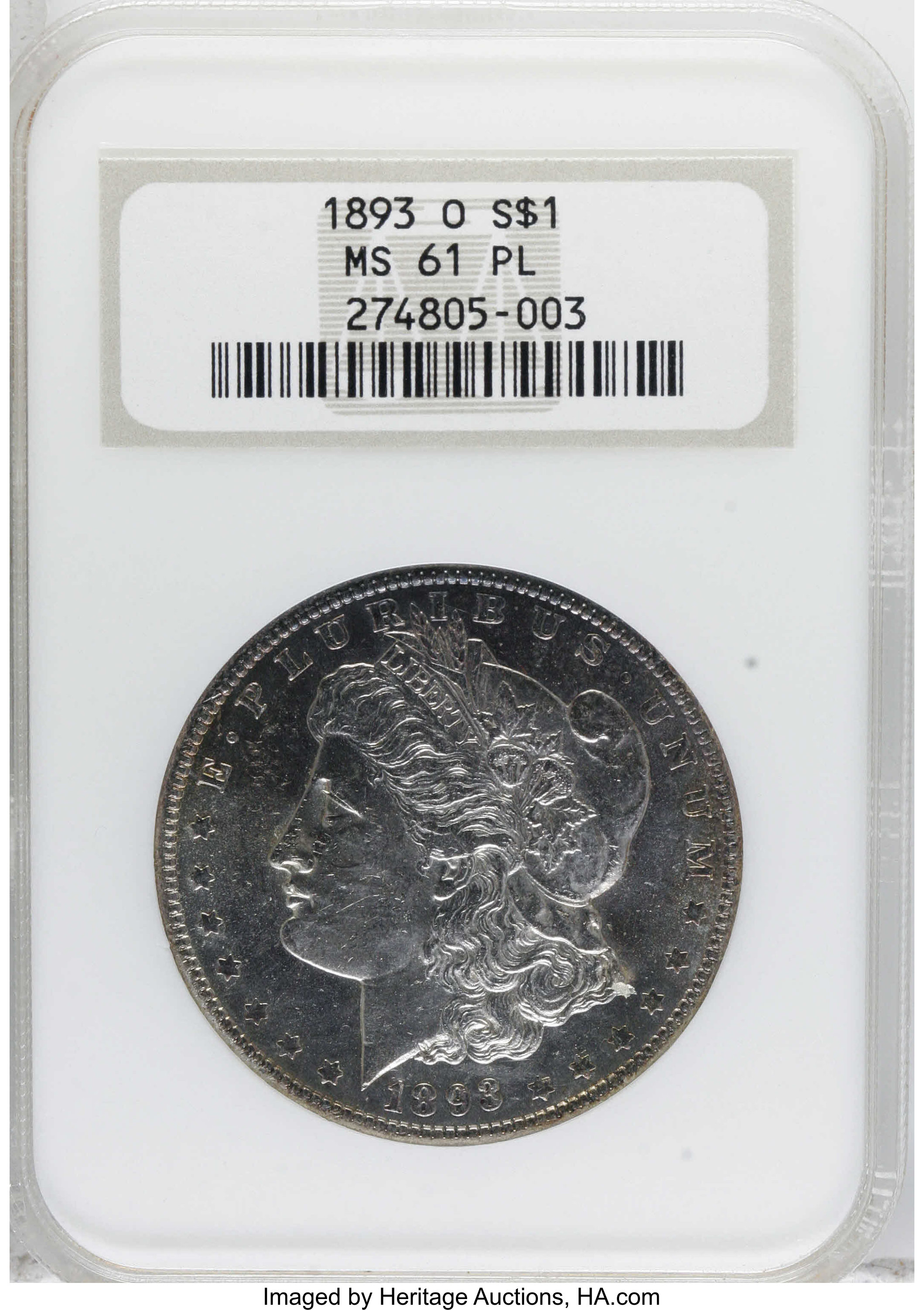 image for: 1893-O $1 MS61 Prooflike NGC....