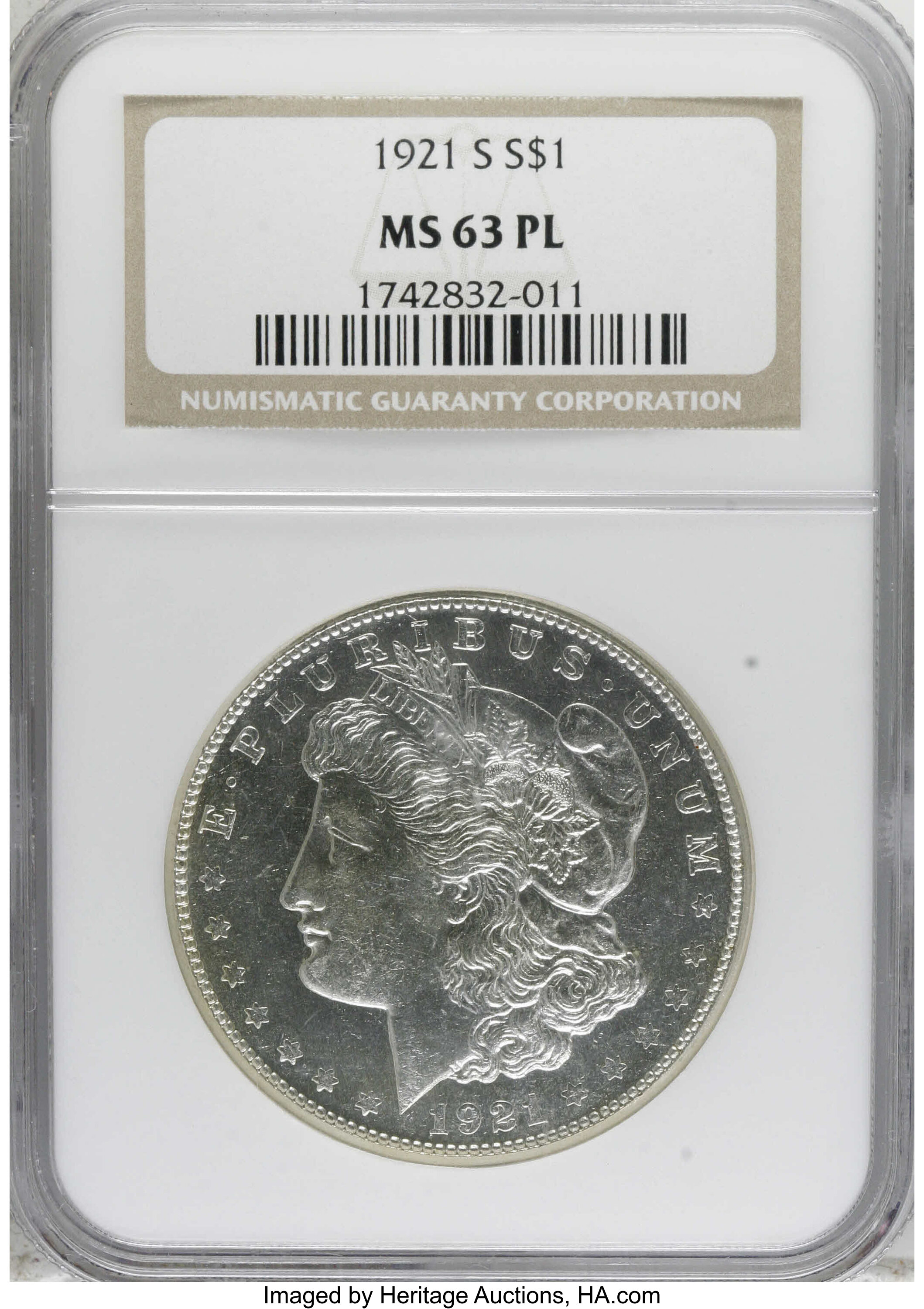image for: 1921-S $1 MS63 Prooflike NGC....