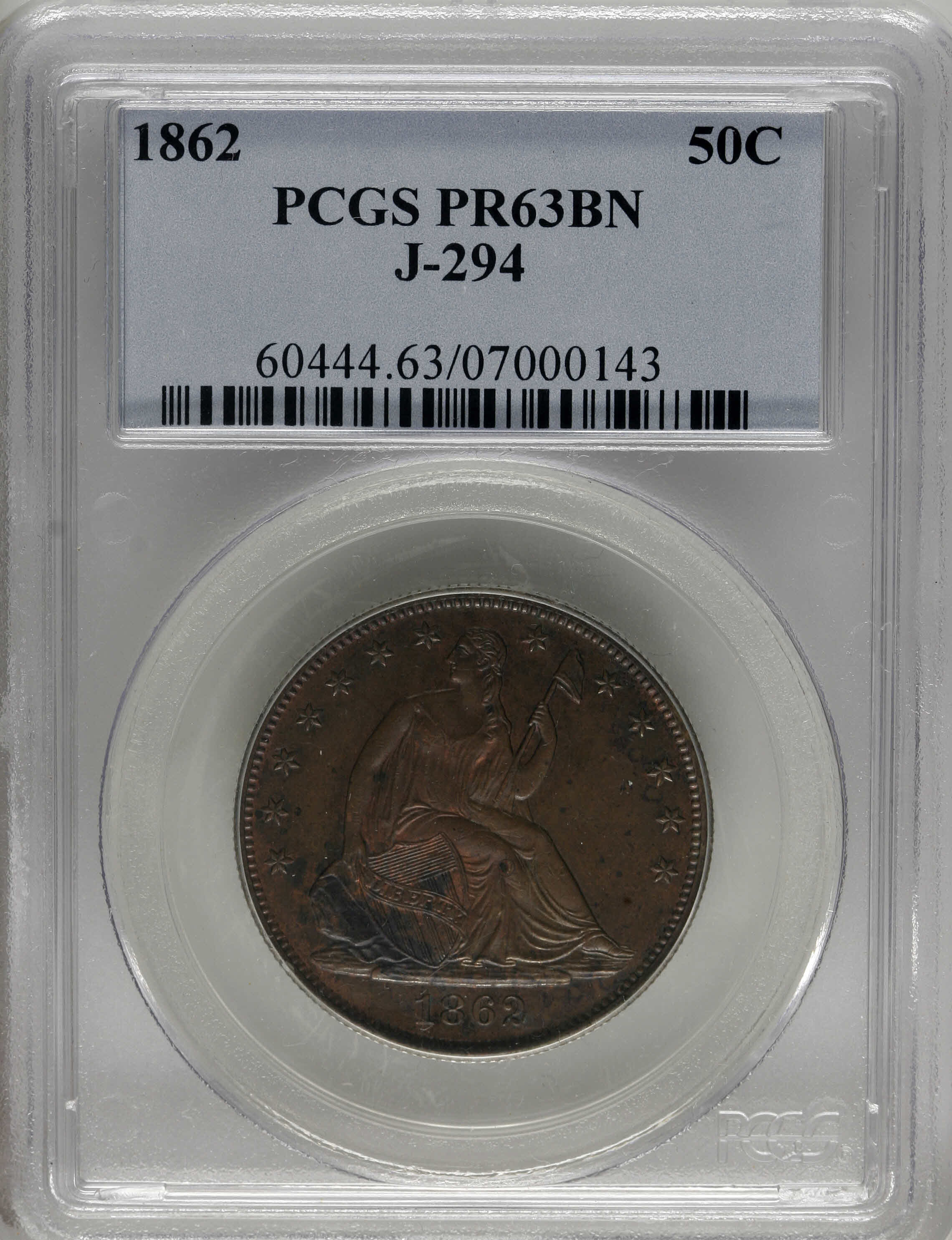image for: 1862 50C Half Dollar, Judd-294, Pollock-352, Low R.7, PR63 Brown PCGS....
